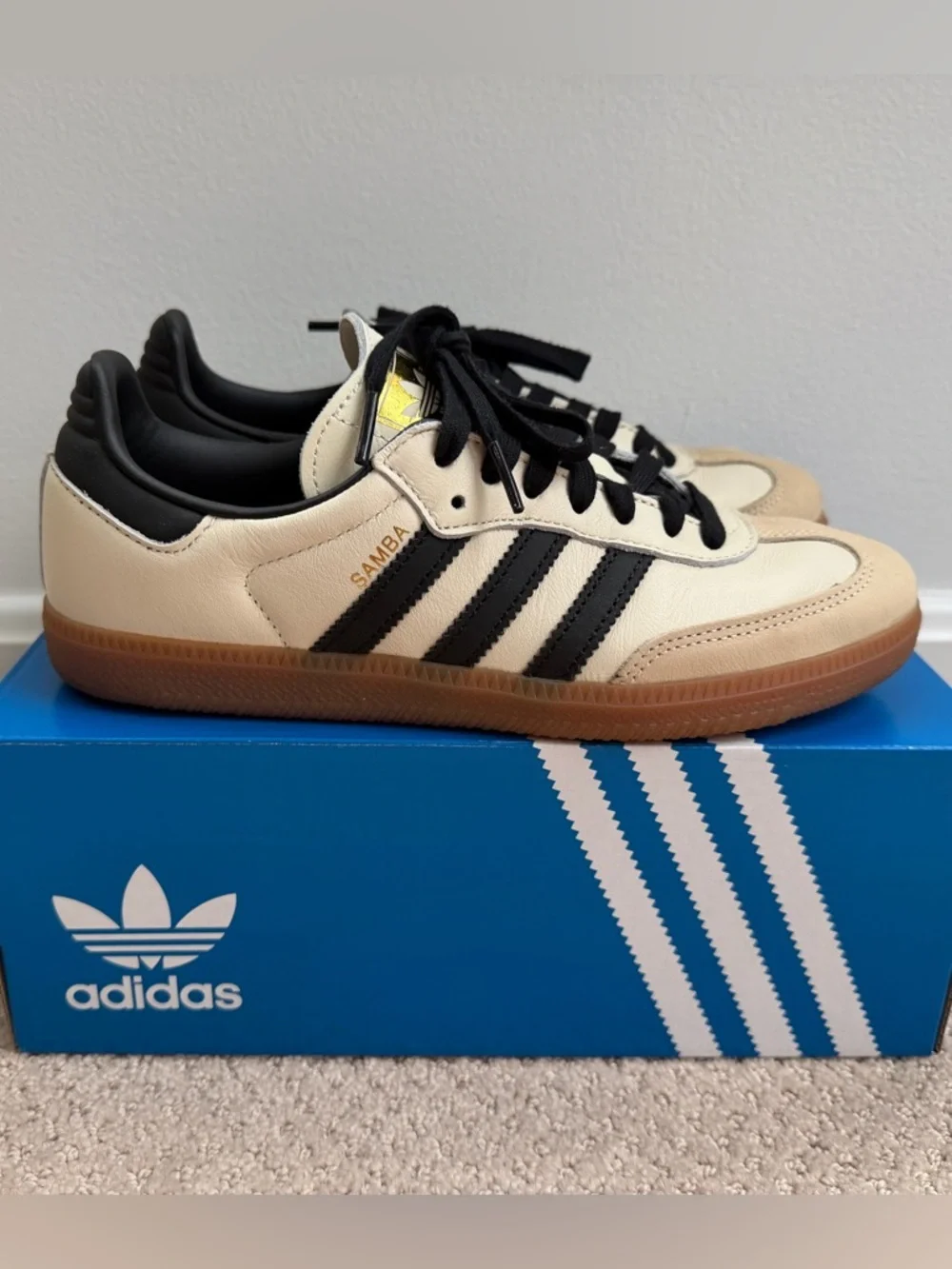 Adidas Women's Cream Black Samba Sneakers - Picture 4 of 13